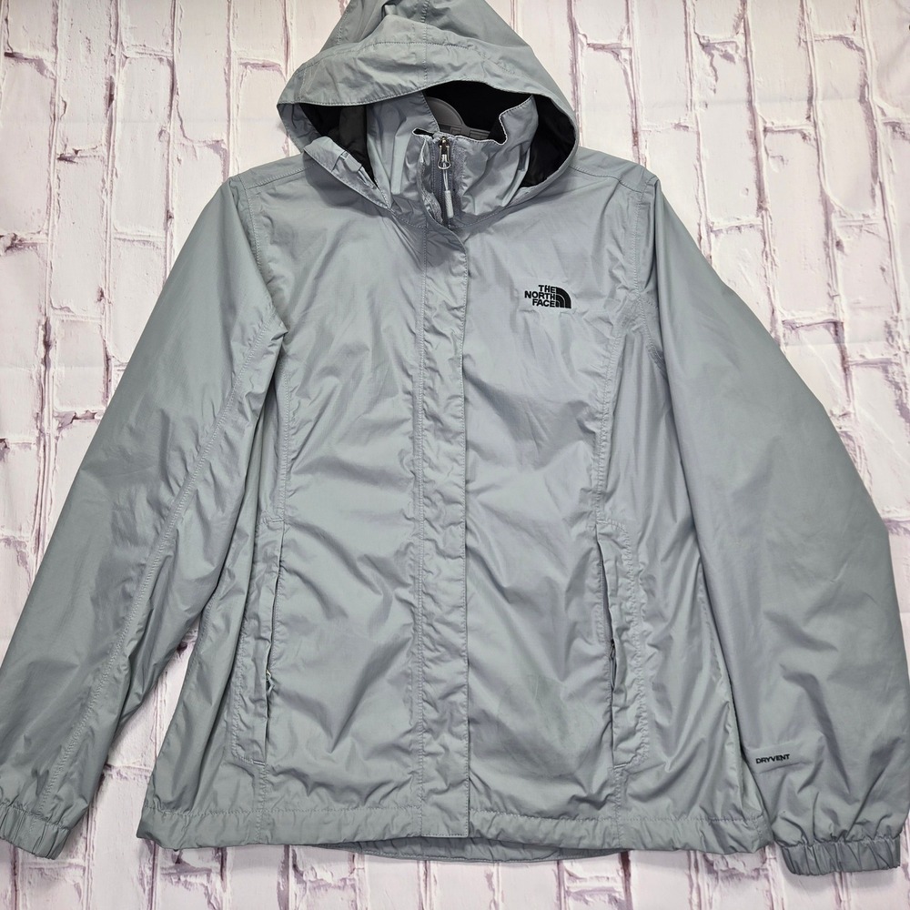 The North Face Rain Jacket Gray DryVent Waterproof Hooded Hiking Womens Large